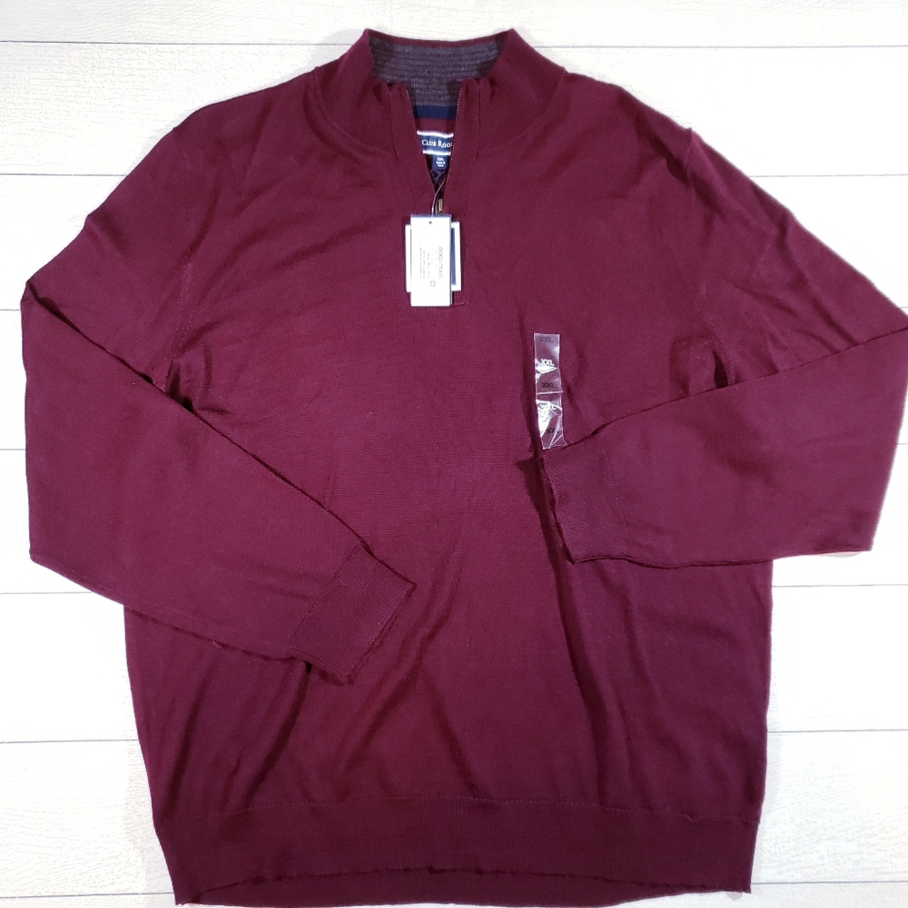 Club Room Merino Wool Quarter Zip Sweater NWT